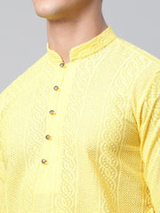 Men's Embroiderd Kurtas ( KO 640 Lemon )