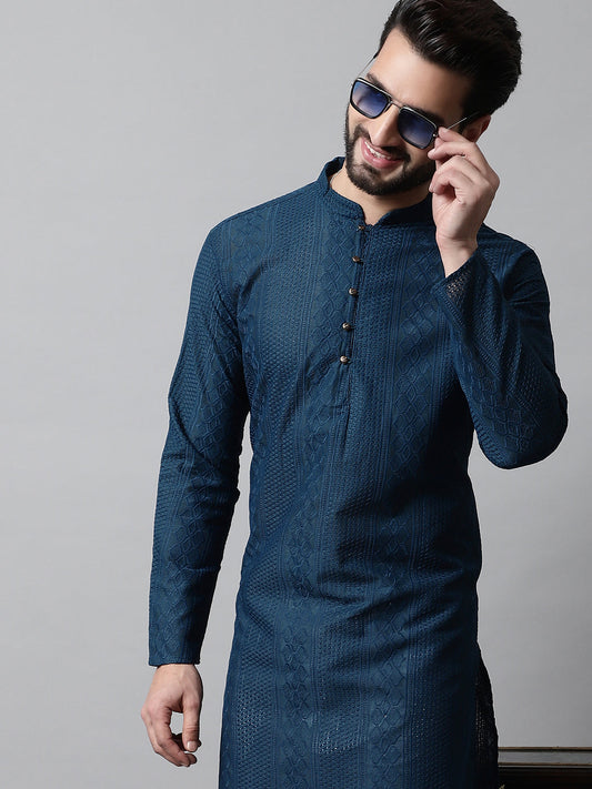 Men's Embroiderd Kurtas ( KO 640Teal )