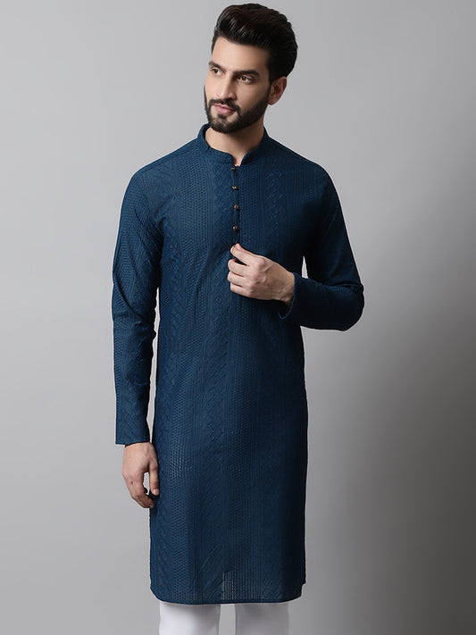 Men's Embroiderd Kurtas ( KO 640Teal )