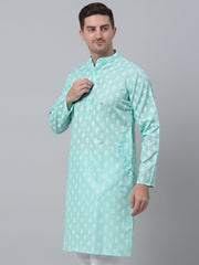 Men's Green Cotton Floral printed kurta Only ( KO 650Green )