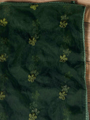 Bottle Green Silk Blend Tonal Thread Embroidered Straight Cut Kurta Set