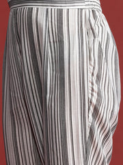 White & Black colour cotton blend floral print kurta set