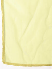 Yellow Cotton Gathered Kurta Set With Dupatta & Yoke Embroidery