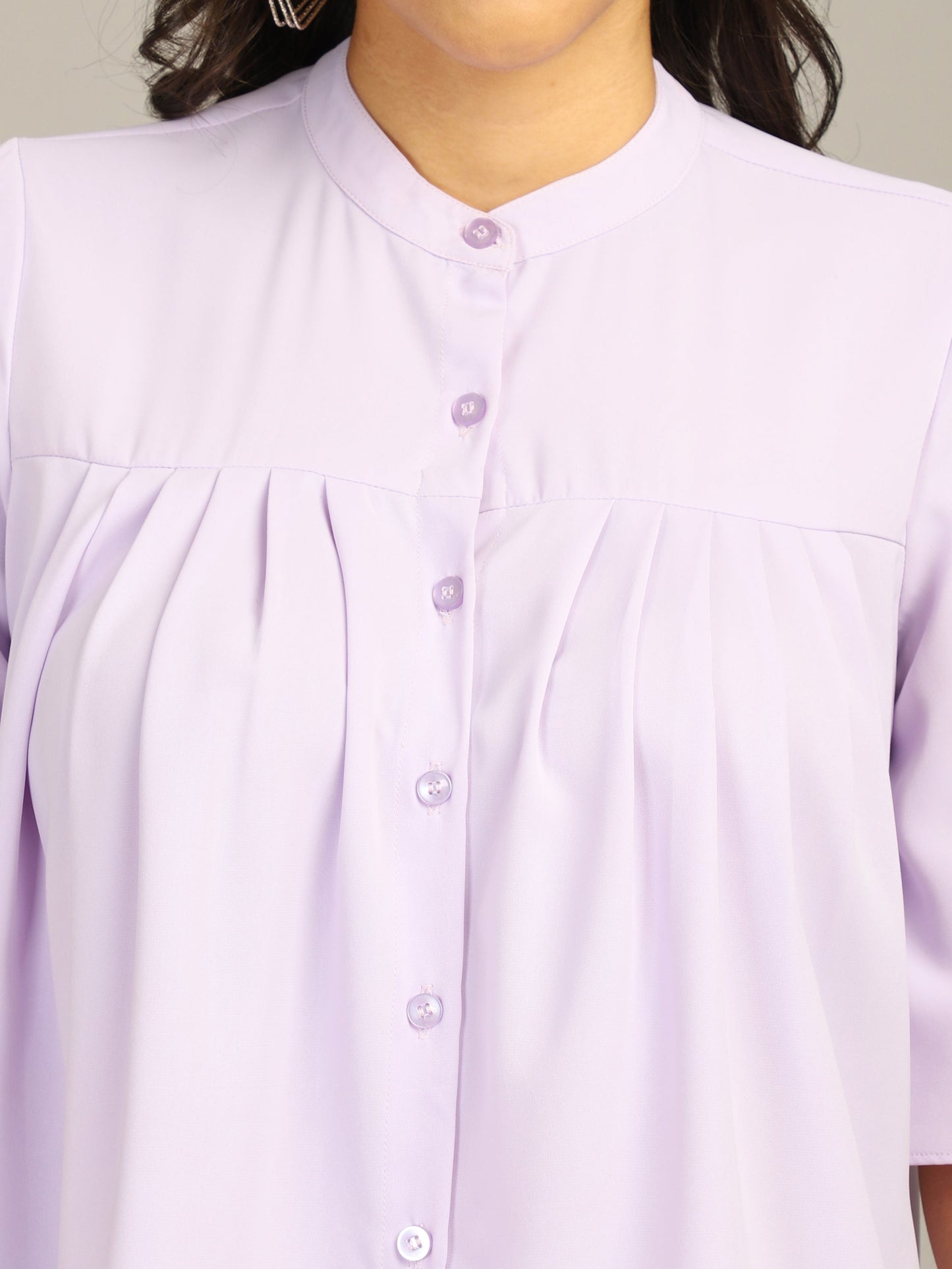 regular fit solid mandarin collar casual shirt 1