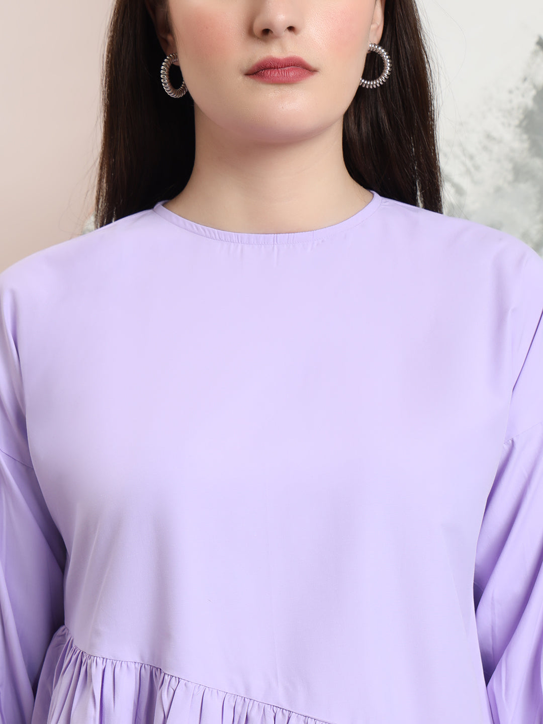 casual puff sleeves solid women top 1