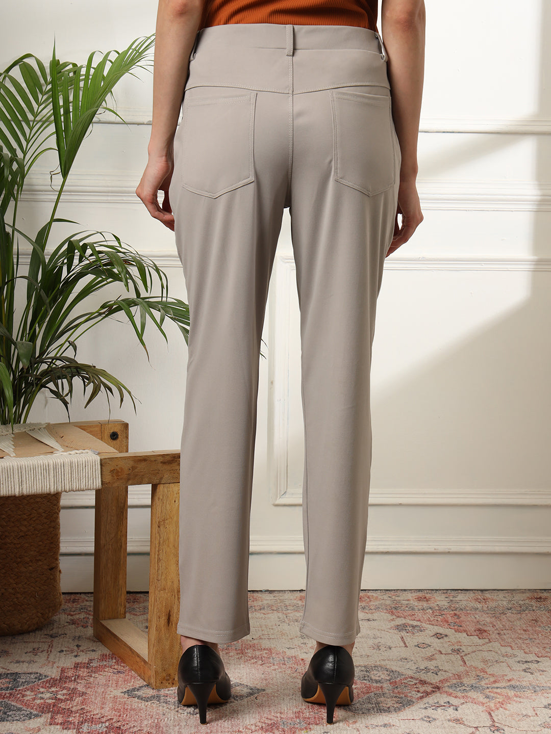 women sharp slim fit cotton formal trouser 2