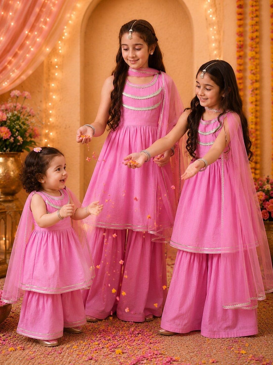 Girls Purple Kurta Sharara Set with Dupatta ILKSD63