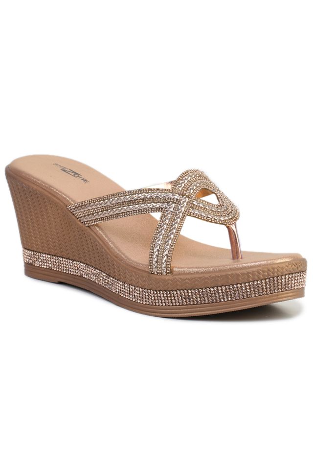 Pink Casual Wedge Open Back 3 inches Wedge Heel