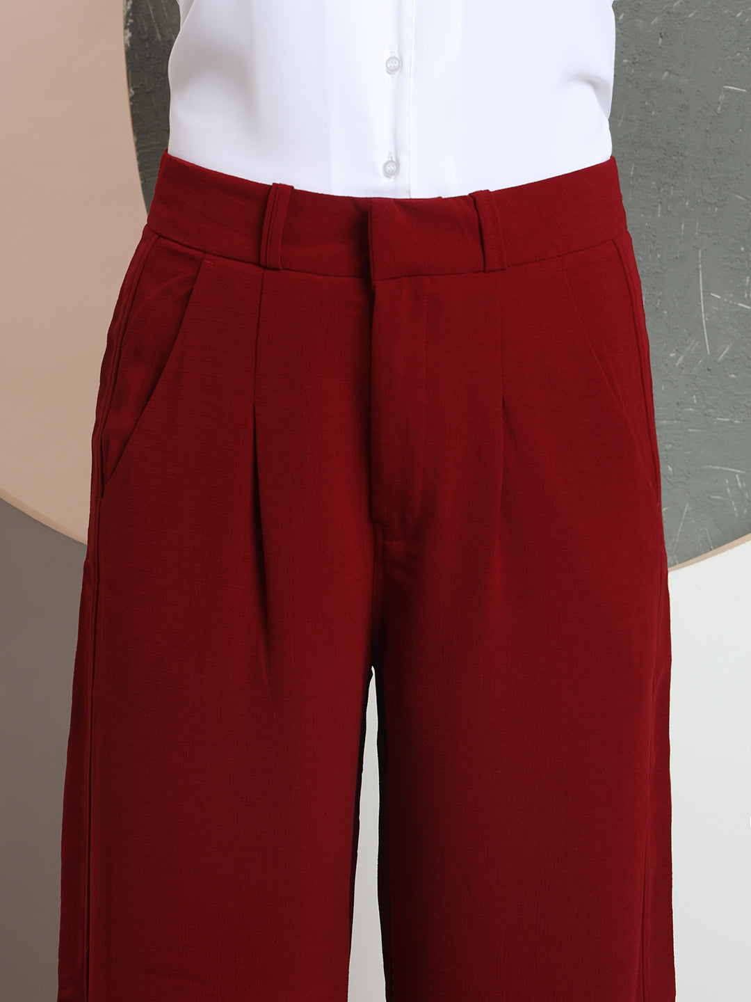 women relaxed flared high rise pleated formal trousers 2