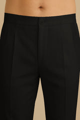 black poly silk solid ethnic trouser
