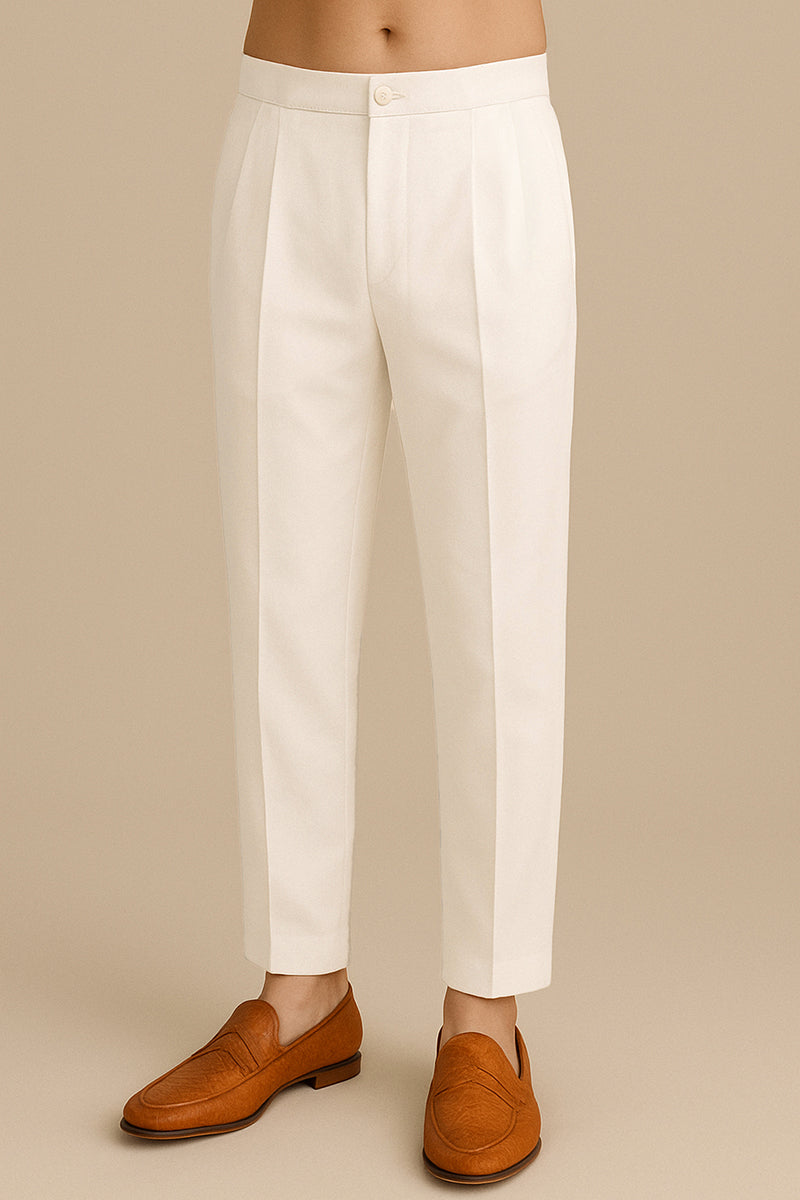 off white poly silk solid ethnic trouser