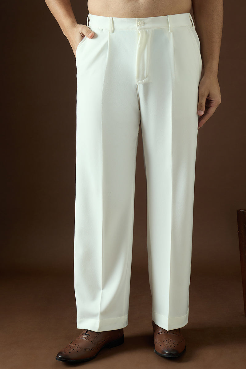 white modal solid regular korean pant