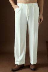 white modal solid regular korean pant
