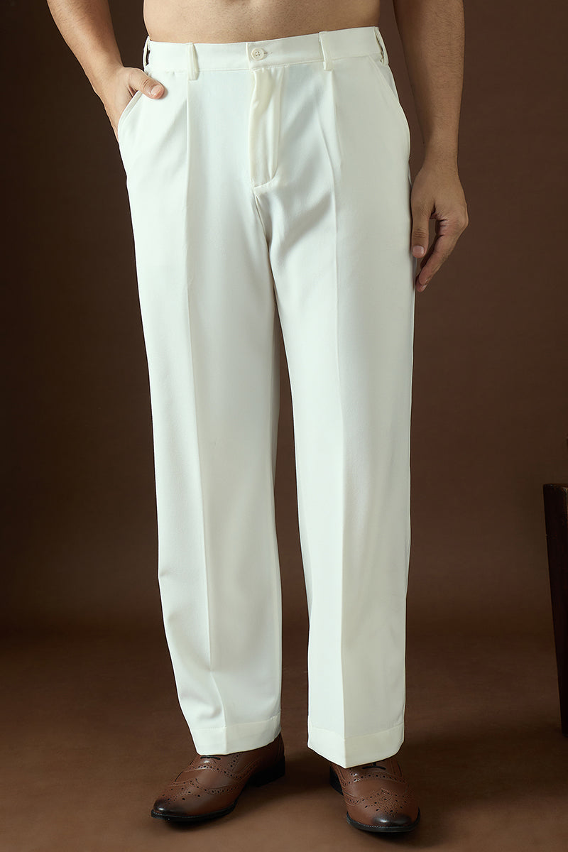 white modal solid regular korean pant