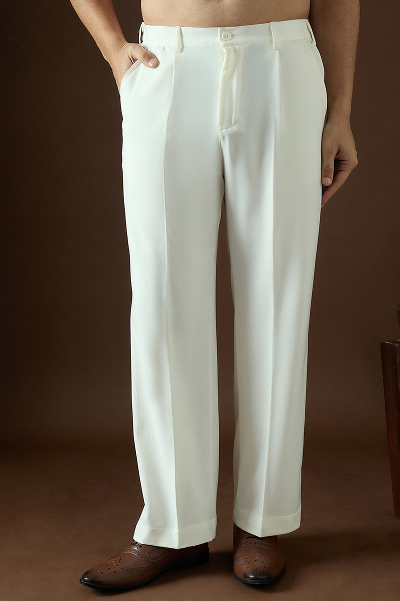 white modal solid regular korean pant