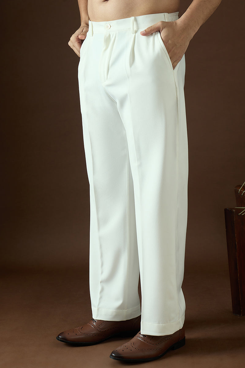 white modal solid regular korean pant
