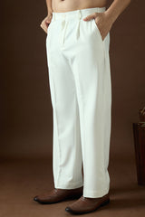white modal solid regular korean pant