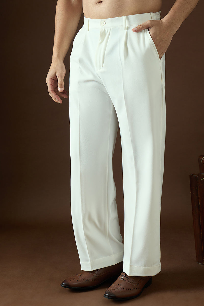 white modal solid regular korean pant