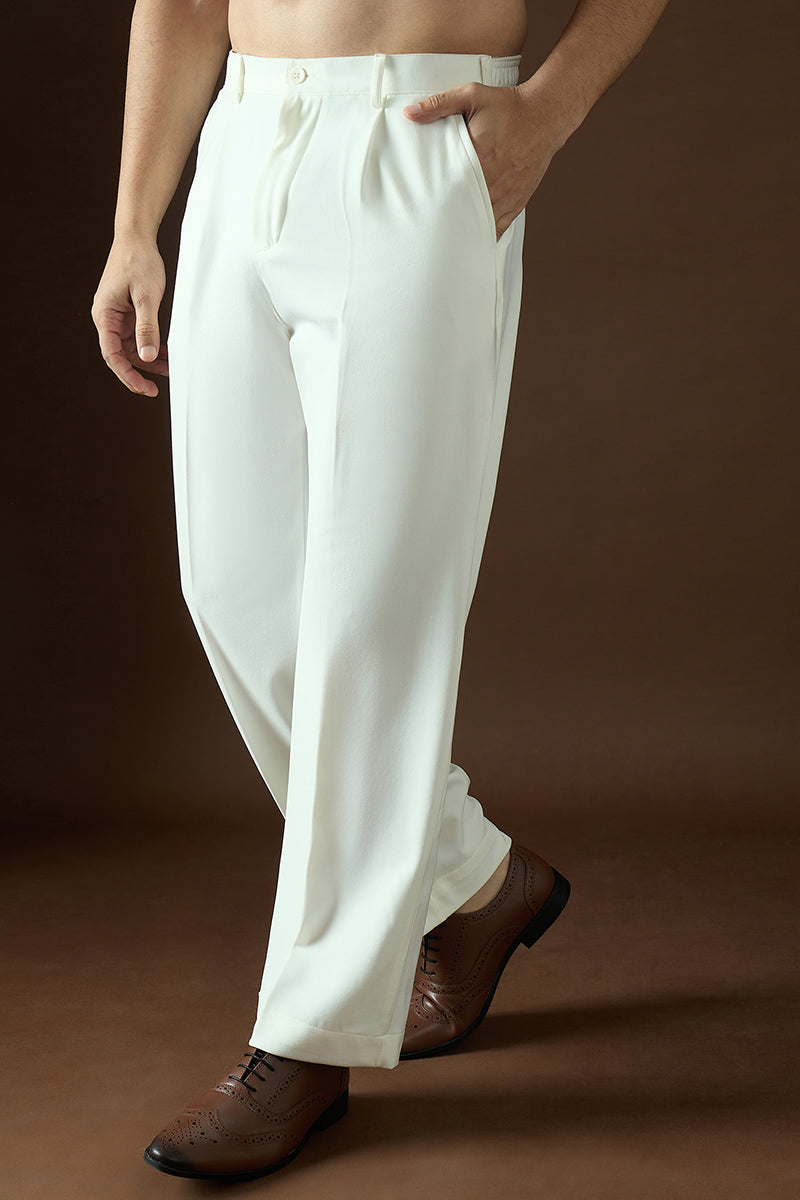 white modal solid regular korean pant