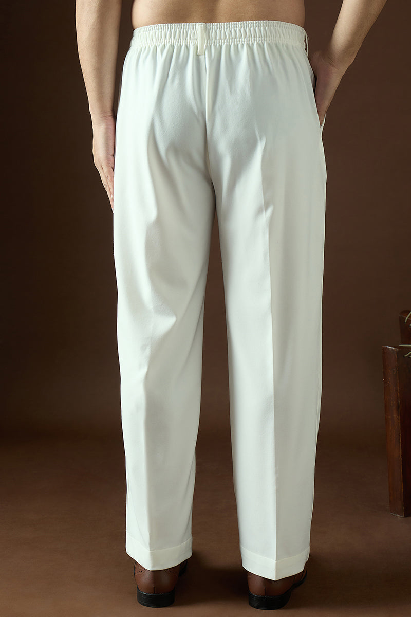 white modal solid regular korean pant