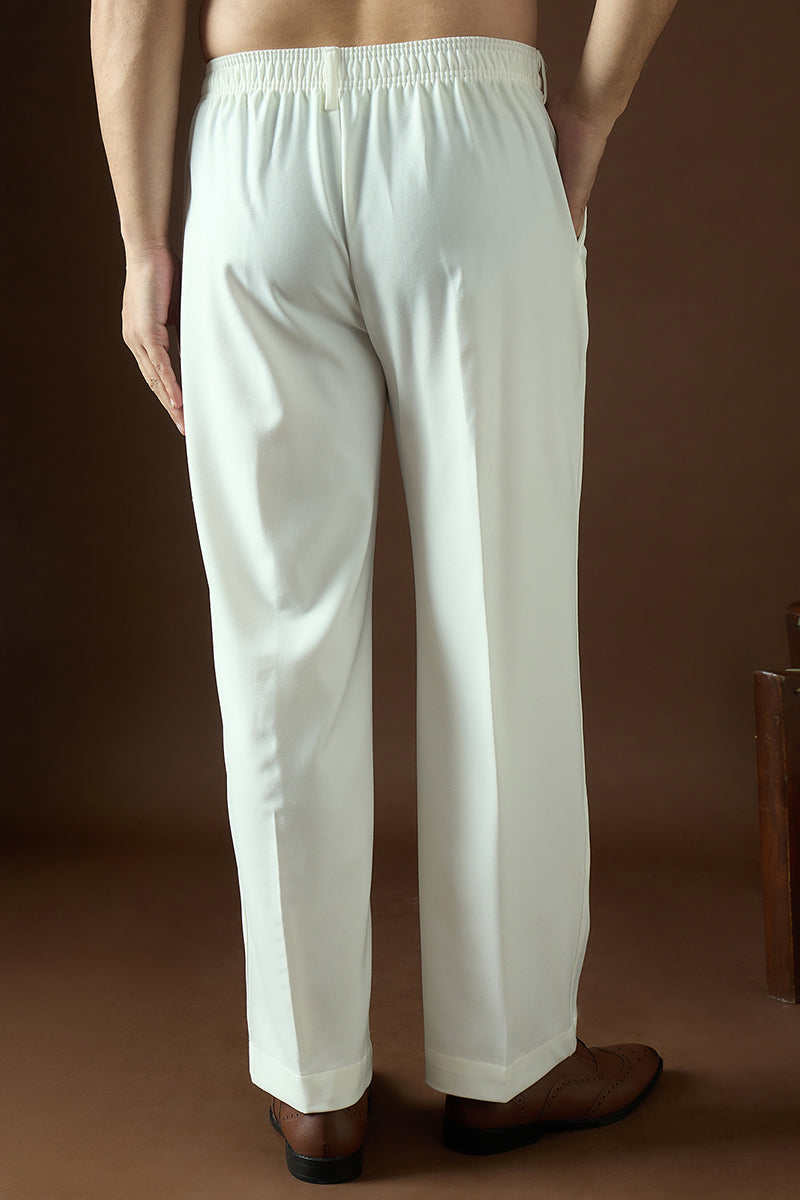 white modal solid regular korean pant