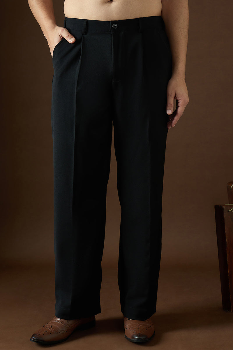 black modal solid regular korean pant