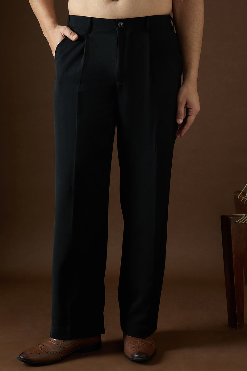 black modal solid regular korean pant