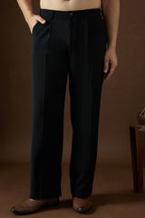 black modal solid regular korean pant