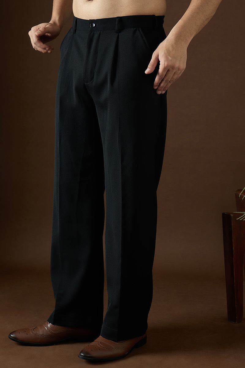 black modal solid regular korean pant