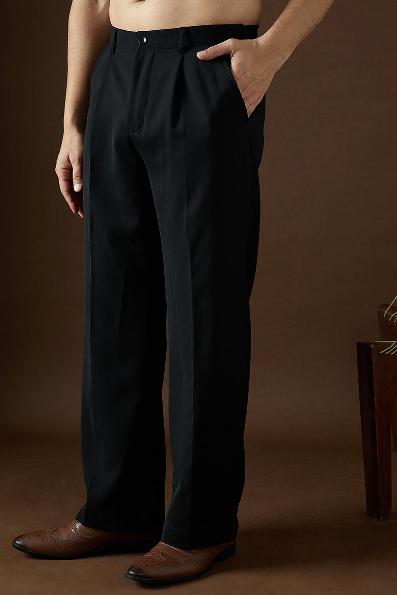black modal solid regular korean pant