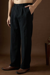 black modal solid regular korean pant