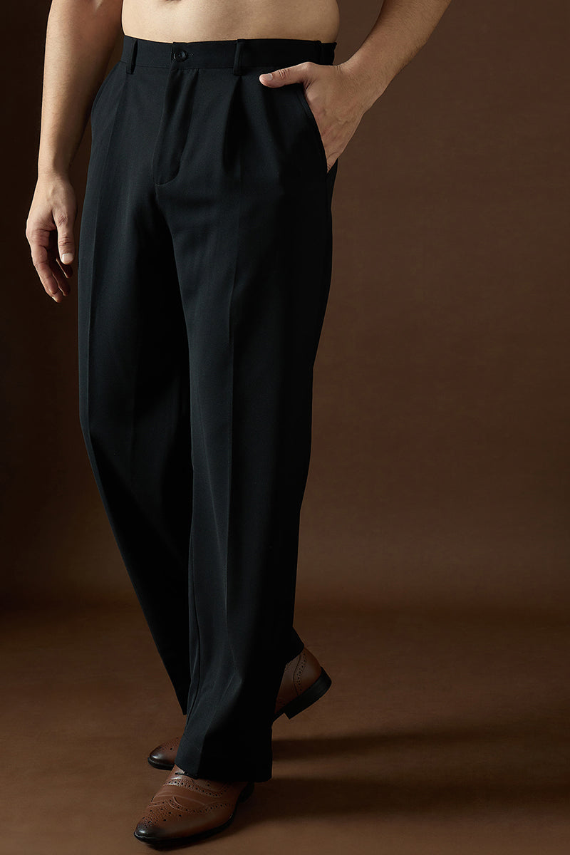 black modal solid regular korean pant
