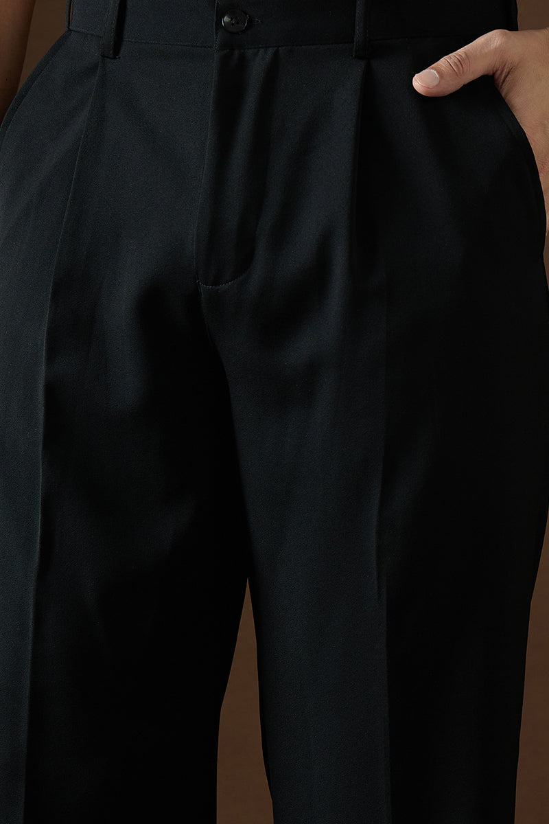 black modal solid regular korean pant