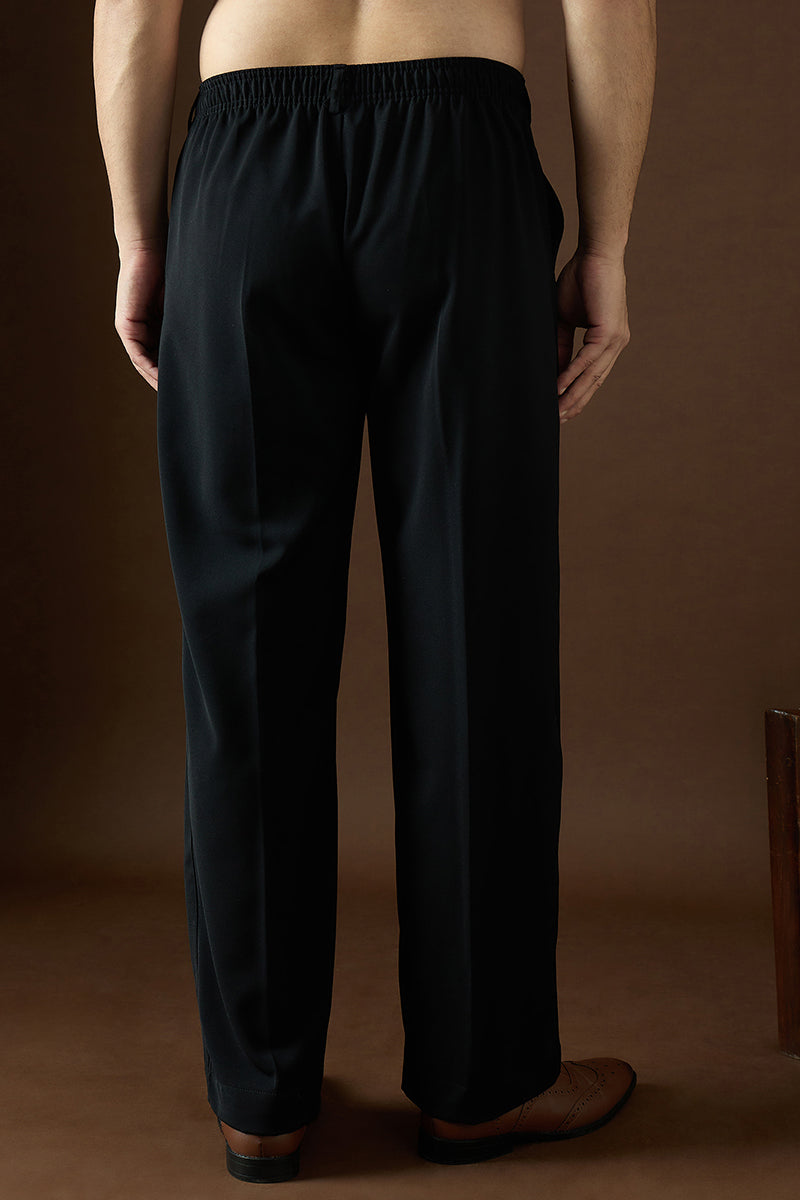 black modal solid regular korean pant