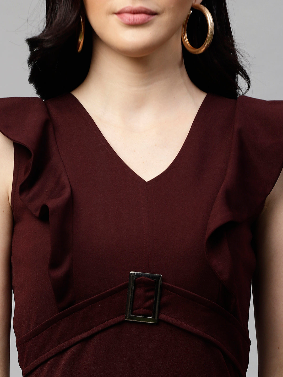 athena women burgundy solid sheath dress