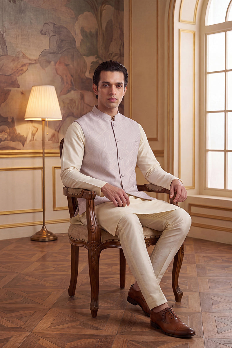 Mens Lavender Jacquard Woven Design Solid Koti