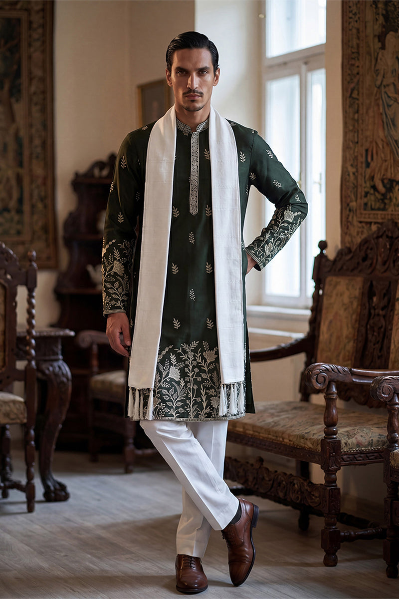 ethnic-bay-men-olive-chanderi-silk-solid-embroidered-straight-kurta-trouser-with-dupatta-mkpd1319