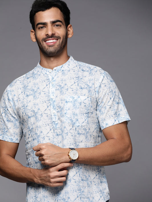 Indo Era - Blue Tie-Dye Cotton Straight Kurta Only