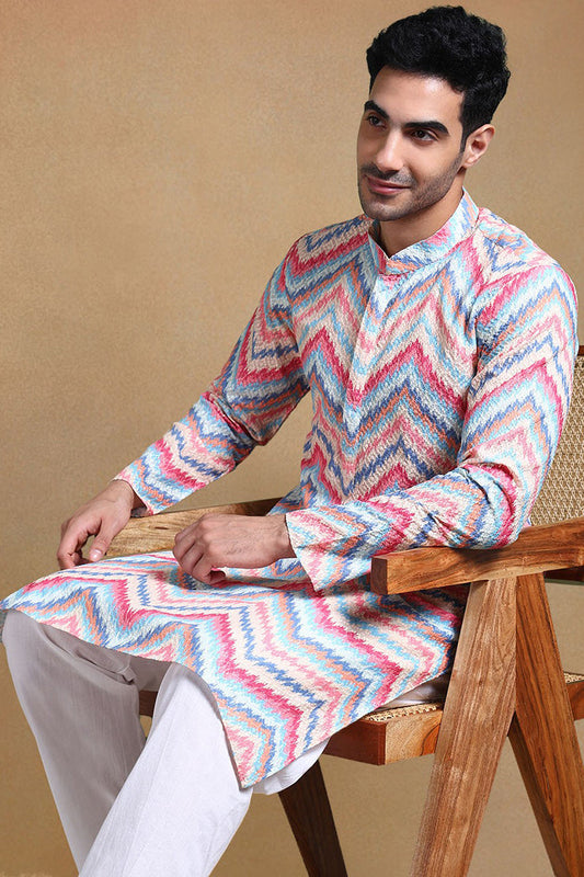 pink-viscose-rayon-chevron-printed-straight-kurta-with-trousers-mkset1008pnk