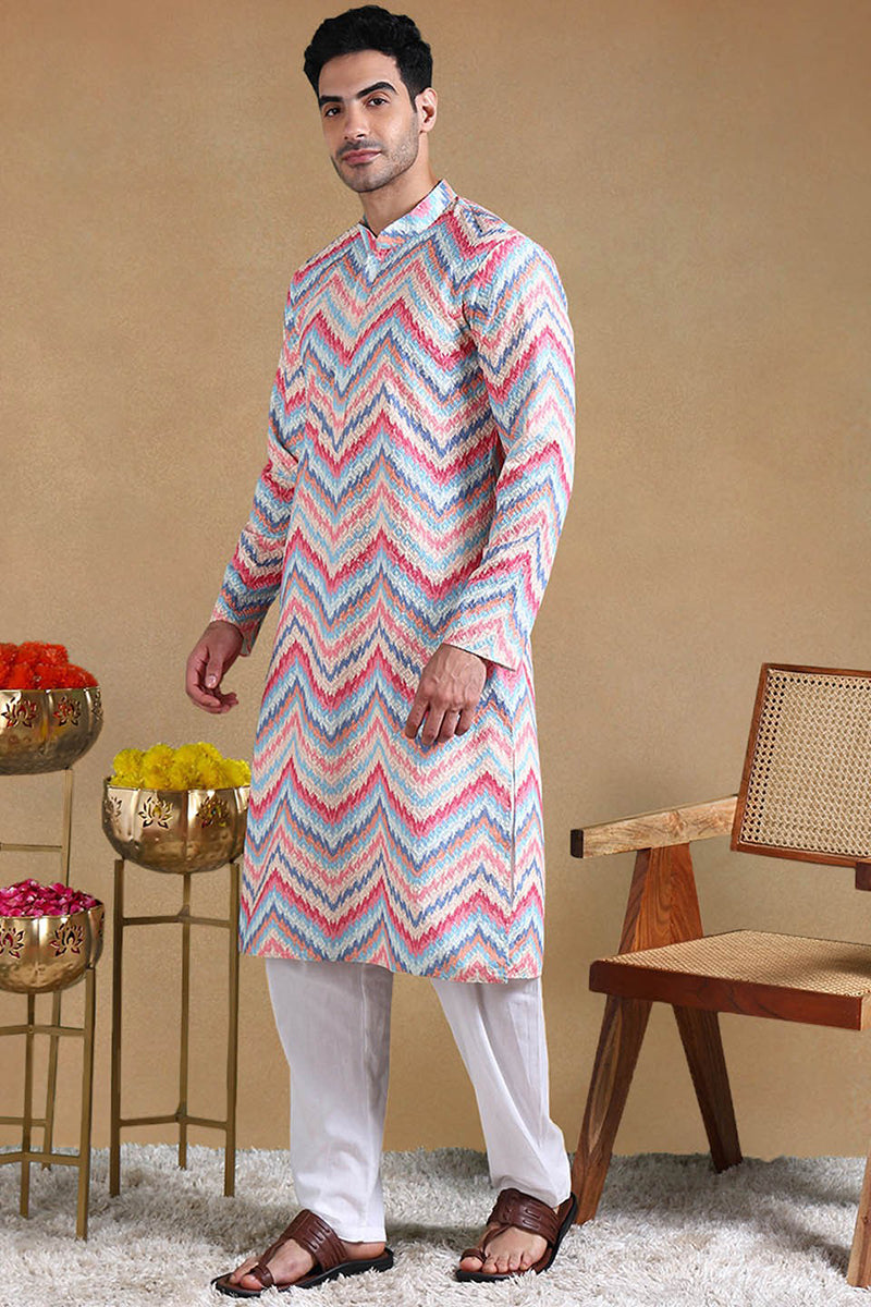 pink-viscose-rayon-chevron-printed-straight-kurta-with-trousers-mkset1008pnk