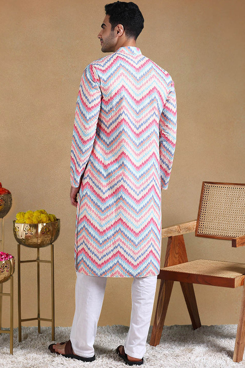 pink-viscose-rayon-chevron-printed-straight-kurta-with-trousers-mkset1008pnk