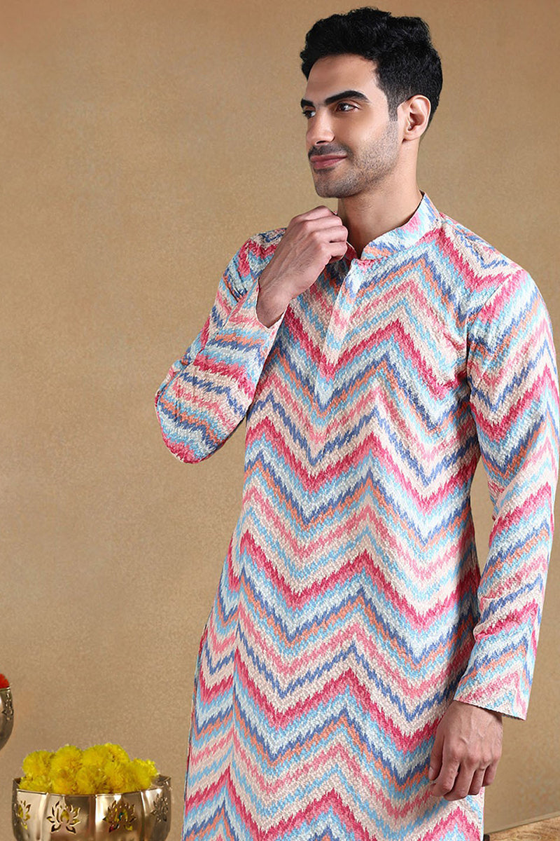 pink-viscose-rayon-chevron-printed-straight-kurta-with-trousers-mkset1008pnk