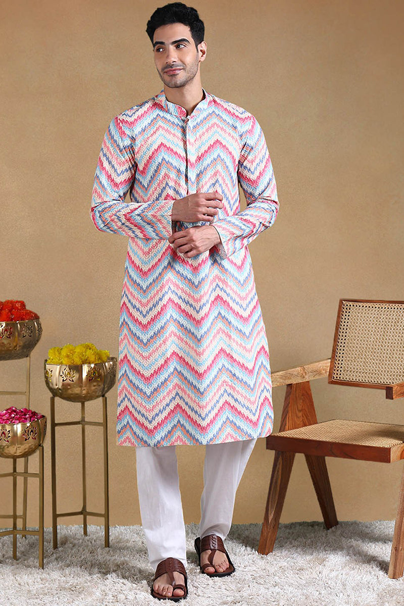 pink-viscose-rayon-chevron-printed-straight-kurta-with-trousers-mkset1008pnk