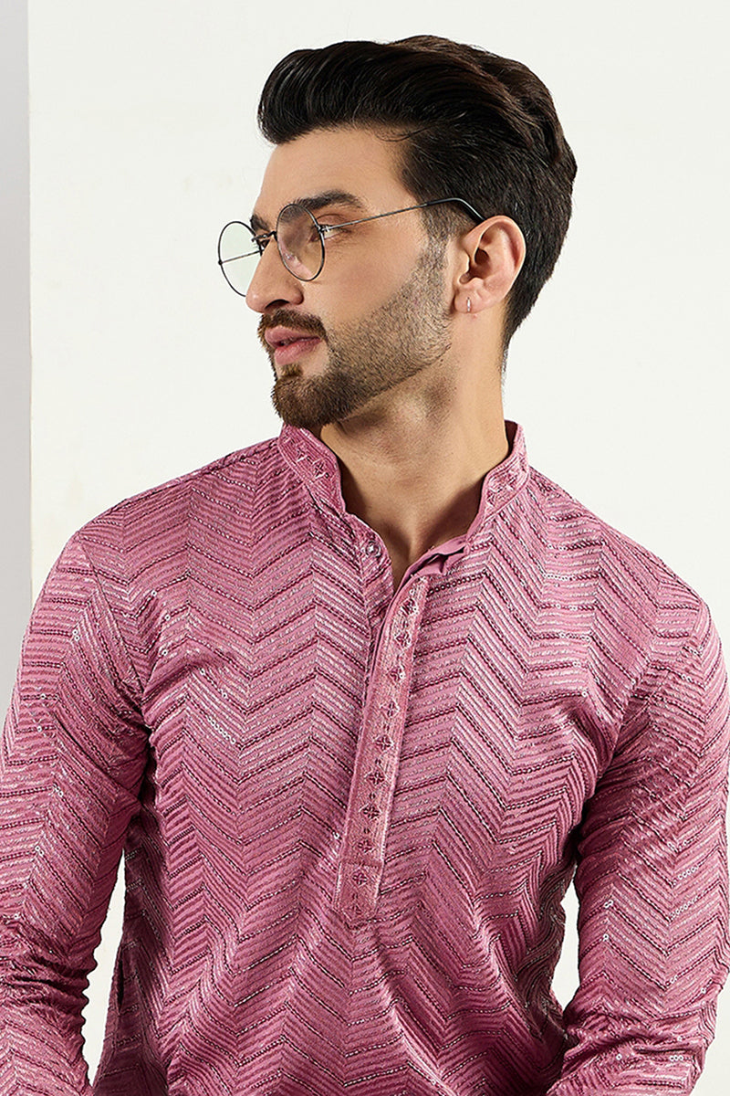 Pink Viscose Rayon Solid Embroidered Straight Kurta with Trouser MKSET1103