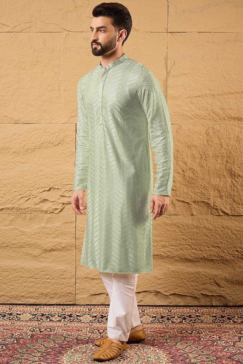 Green Viscose Rayon Solid Embroidered Straight Kurta with Trousers MKSET1109