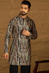 black viscose rayon abstract printed straight kurta with trouser