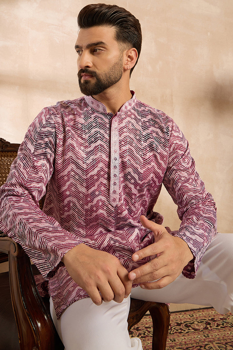Maroon Silk Blend Solid Embroidered Straight Kurta With Trouser MKSET1729