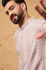 lavender viscose rayon chevron embroidered straight kurta