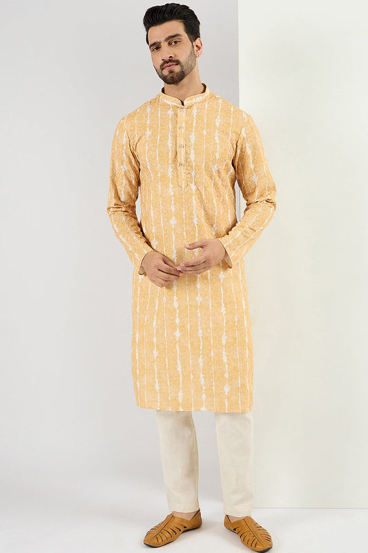 men yellow viscose rayon abstract embroidered chikankari straight kurta