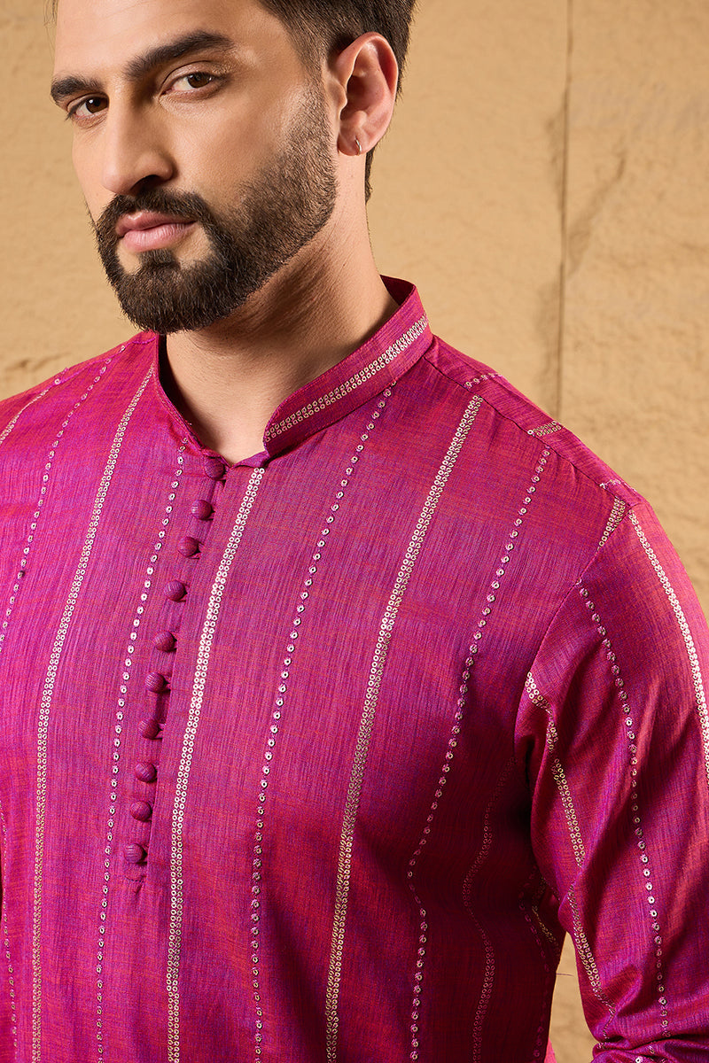 Pink Cotton Solid Embroidered Straight Kurta MKU1120